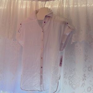 New White Cotton Blouse by Nanette Lepore Size Medium